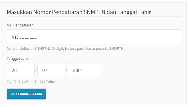 Hasil Pengumuman SNMPTN 2019
