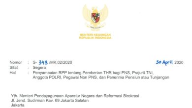 Ketentuan pemberian THR pada PNS, TNI, Polri, Non PNS, dan Penerima Pensiun atau Tunjangan tahun 2020