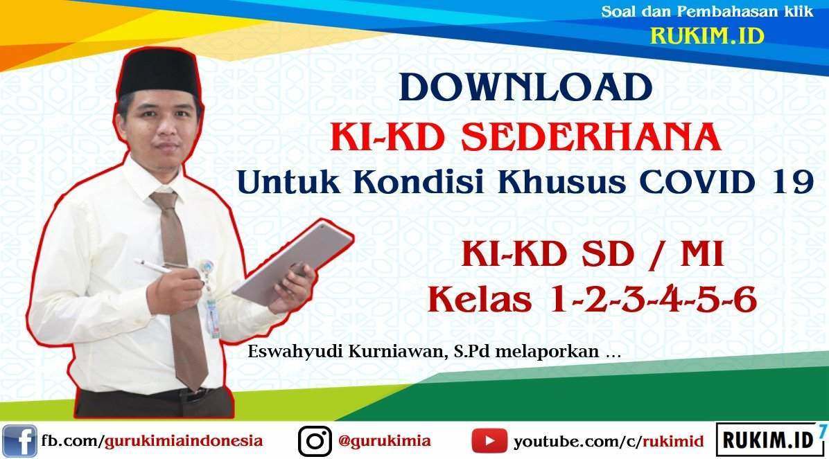 Download KI KD Sederhana SD MI kelas 1 2 3 4 5 6