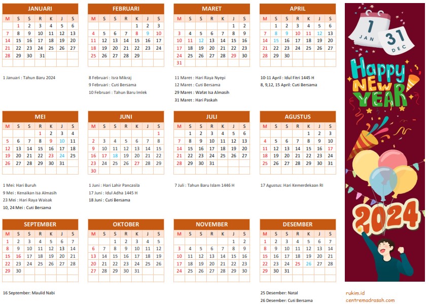 Kalender 2024 Excel PDF